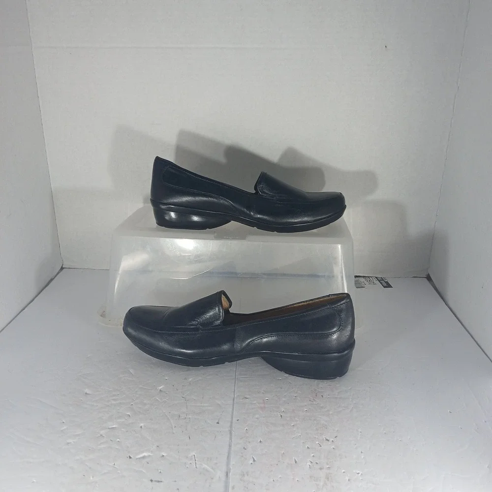 Naturalizer Crayton Loafers 6.5M Black Leather N5 Comfort Low Wedge Slip On Shoe